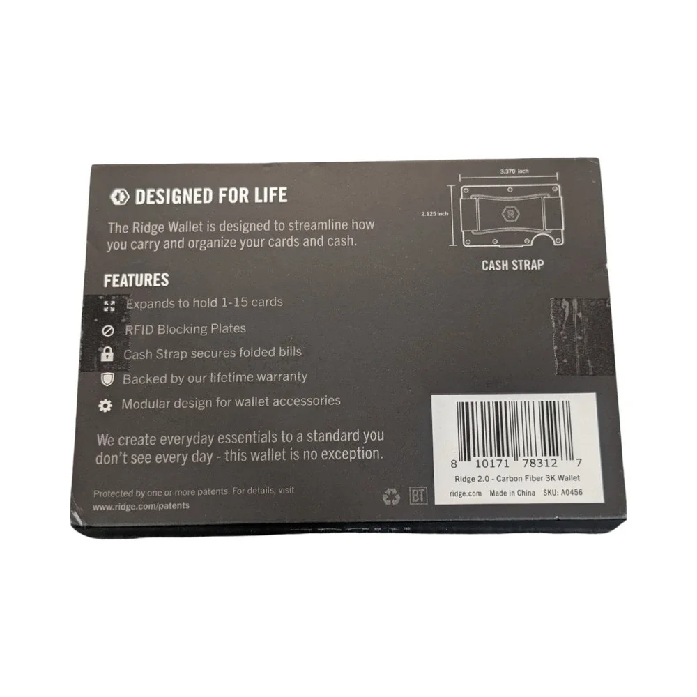 Qq8O The Ridge RFID Blocking Wallet with Cash Strap Carbon Fiber 3k OB